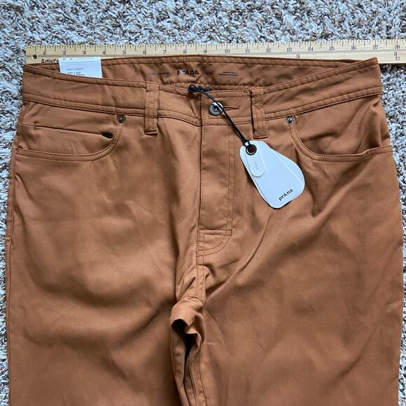 Prana Stretch Zion 5 Pocket Slim Pant Men's 33x32 Tawny Slim Fit Tapered Leg - Picture 5 of 7